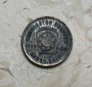 Akron Ohio OH Washington Capitolo n. 25 Massone Massonico Penny Token - Foto 1 di 2
