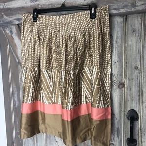 NWT George Women's A-Line Skirt 100% Cotton Tan Melon Geometric Abstract Size 10 - Picture 1 of 16