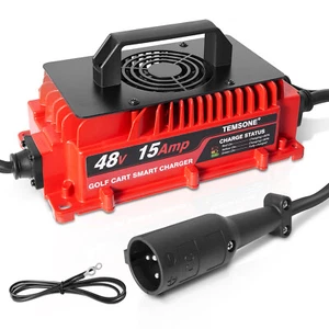 48 Volts 15 AMP Golf Cart Battery Charger Round 3-Pin Handle Plug For Club Car - Picture 1 of 8