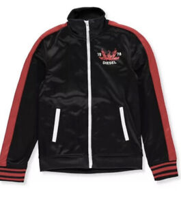 NWT DIESEL BOY’S Tricot Track Jacket  Size5 In Black/Red 