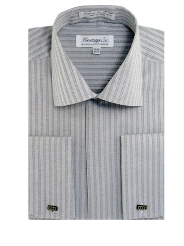 Nueva Camisa de Vestir Para Hombre Moda Elegancia Rayas Puño Francés Manga Larga SG30 Foto 1 de 1
