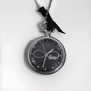 Love Pocket Watch Necklace 30 Inches Beautiful Design - Picture 1 of 6