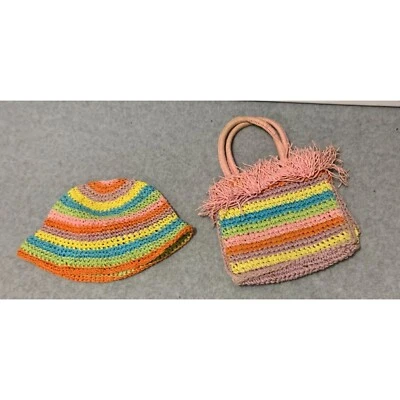 Sombrero Cartera Sombrero Tejido Arco Iris Rayas Flecos Talla Única para Niños Foto 1 de 3