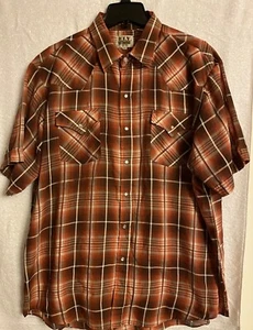Ely Cattleman Western Hemd Herren XL rot kariert Perlen Druckknopf Kurzarm Cowboy - Bild 1 von 9