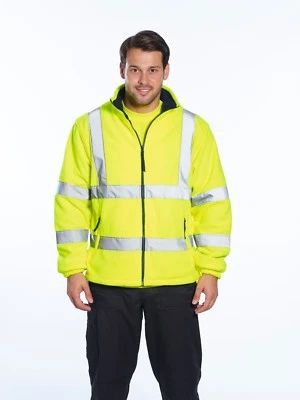 CLASS 3 HIGH VISIBILITY YELLOW MESH LINED FLEECE JACKET REFLECTIVE TAPE M-5XL - Image 1 of 3