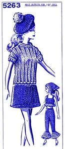 Barbie Tejida MUÑECA Patrón Armario Vestido Ropa Diseño 5263 Tejido - Imagen 1 de 4