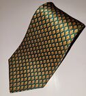 NEW Silk Neck Tie Les Montreux Paris Green & Gold Fleur de Lis French Handmade
