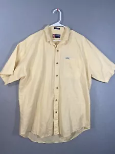 Chaps Ralph Lauren Button Up Large Yellow Collared Linen Blend Business Casual - Picture 1 of 12