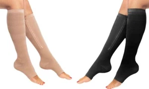 Reißverschluss Kompressionsstrümpfe über Wade unterhalb Knie hoch Fuß Bein Stützstrumpf - Bild 1 von 12