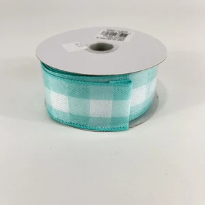 Türkis & Weiß Büffel Karo Band 1,5" x 10 Y Neu - Bild 1 von 3