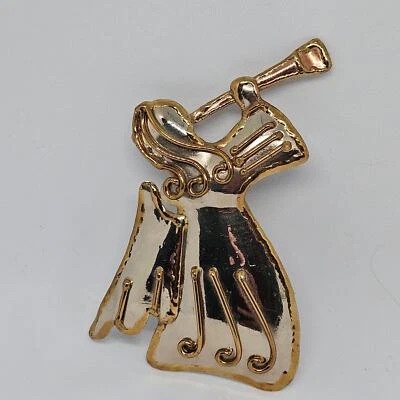 Broche de metal vintage tricolor cuerno de ángel colgante tono oro plata rosa  Foto 1 de 4