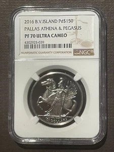 2016 B.V. Island Pallas Athena Pegasus 1 oz NGC PF70 Ultra Cameo Palladium Coin - Picture 1 of 5