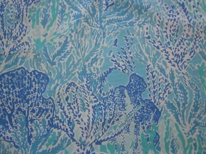 Lily Pulitzer CHA CHA Cotton Fabric Blue Aqua White 24" units x 54" W - Picture 1 of 12