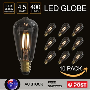 10X Retro 4W LED Edison Filament Light Bulbs ST64 E27 Globes Warm White - Picture 1 of 7