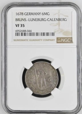1678 German States Brunswick Lunenberg. 1/6 Taler 6 MG. NGC VF 35 - Image 1 of 2