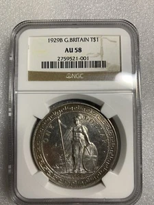 Great Britain. 1929-B Trade Dollar Graded By NGC AU58 - Picture 1 of 2