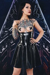 black PVC dress - sizes: 3XL,4XL,5XL TDJUT001 - Picture 1 of 7