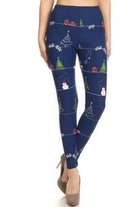 Christmas Cartoon Printed High Waisted Leggings - Picture 1 of 4