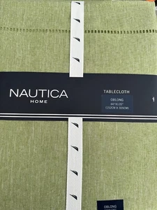 Nautica Tablecloth Garden Green with border 60X120 New - Picture 1 of 2