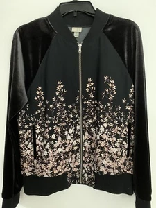 A New Day Women's Floral Bomber Jacket, Black / Pink Size S - Picture 1 of 4