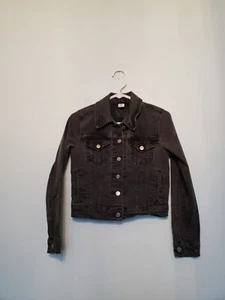 Levi Strauss Juniors XS Denim Jacket Black Charcoal Button Front Cropped Stretch - Picture 1 of 6