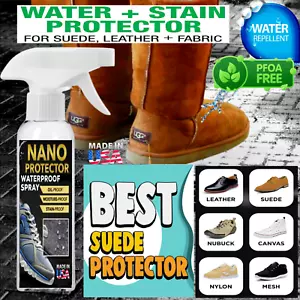NANO SHOE PROTECTOR SPRAY BEST WATER STAIN REPELLENT SUEDE LEATHER NUBUCK FABRIC - Picture 1 of 14
