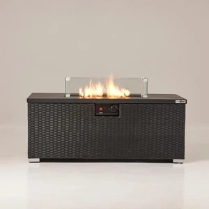 RealGlow Rattan Gas Feuerstelle Tisch - 13 kW Outdoor Heizung mit Glasschutz - Bild 1 von 6