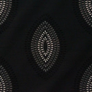 BESTICKTES GEOMETRISCHES BLATT EBENHOLZ SCHWARZ KUNSTSEIDE MULTIUSE STOFF VON YARD 54"W - Bild 1 von 6