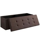 SONGMICS 43 Inches Folding Storage Ottoman Bench Storage Chest Foot Rest Stool w