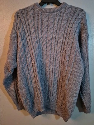 VTG Blarney Woollen Mills Sweater Blue/Gray Size XL Fisherman Knit 100% Wool - Image 1 of 4