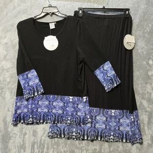 Neu mit Etikett Petersilie & Salbei Top & Rock Set Damen XL schwarz lila tragbar Kunst dehnbar - Bild 1 von 12