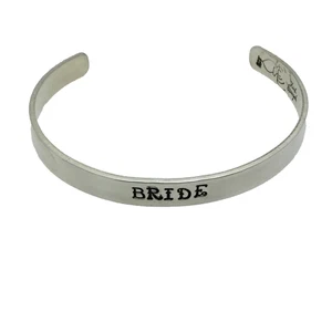 Sterling Silver Bride Cuff Bracelet hand stamped 6.5mm 16 grams - Picture 1 of 5