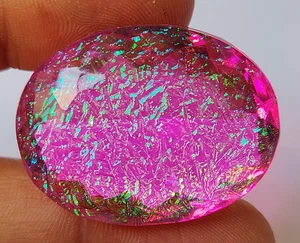 92.90 CT AA+++ Large Monarch Fire Opal Doublet Oval Cut Loose Gemstone Pendant - Picture 1 of 7