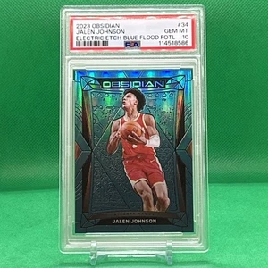 PSA 10 2023 Panini Obsidian JALEN JOHNSON Electric Etch Blue Flood FOL #34 POP 2 - Picture 1 of 3