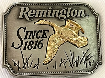 VTG 1980 Remington Canada Goose 18K Gold Electroplate Sid Bell Belt Buckle NEW - Image 1 of 4
