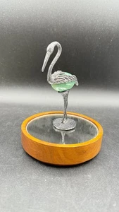 Vintage Metall & grüne Jade Stein Ei Kranich Vogel Skulptur Statue Figur 4,75" - Bild 1 von 17
