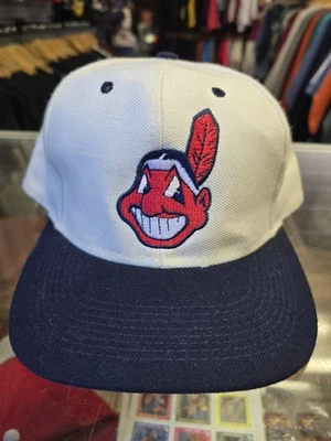 Vtg 90s Cleveland Indians Snapback Hat MLB Baseball Logo 7 - Image 1 of 4