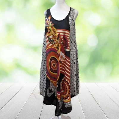 Vintage 90s JESSICA TAYLOR Tank Dress One Size Plus Abstract A-Line Hand Loomed - Image 1 of 4