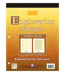 Engineering Covered Notepad, 8.5"x11", 80 Sheets Per book, Heavy 20# Buff , C... - Picture 1 of 5