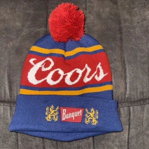 Coors Banquet Beer Winter Ski Cap Beanie Pom Hat Nice! - Picture 1 of 3