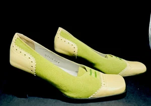 Zapatos de tacón cuadrado Oxford verde punta cuadrada para mujer EE. UU. 7 UK 4.5 estilo años 20 - Imagen 1 de 9