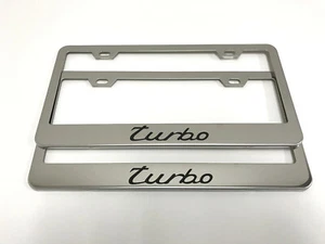 (2) STAINLESS STEEL CHROME Polished Metal License Plate Frame - TURBO - Bild 1 von 3