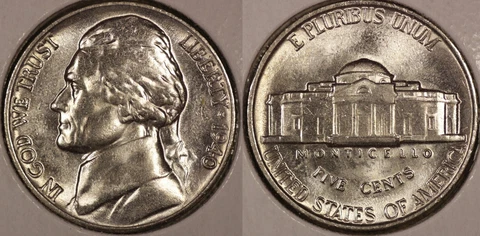 1940 P Jefferson Nickel CHOICE BU! Cover