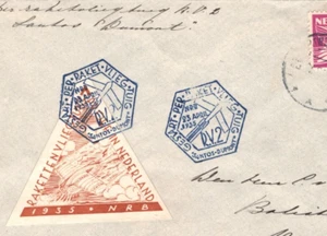 NETHERLANDS Cover ROCKET MAIL Triangular 1935 Air Mail SANTOS DUMONT Hague MA396 - Picture 1 of 16