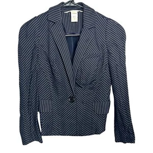 Diane Von Furstenberg DVF Navy Jersey Aires Striped Blazer, Size 0 - Picture 1 of 9