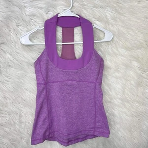 LULULEMON SCOOP NECK TANK  IN HEATHERED ULTRA VIOLET SIZE 6 - Picture 1 of 9