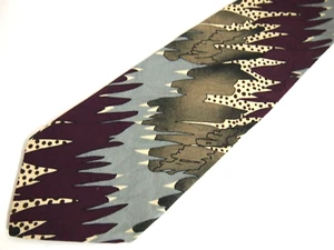Corbata Robert Talbott Studio Para Hombre Borgoña Rojo Verde Abstracto Seda 61" Largo - Imagen 1 de 4