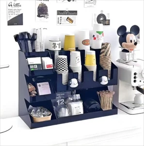NEW Commercial Coffee Cup Dispenser Condiment Caddy Lid Holder Stirrer Organizer - Picture 1 of 6