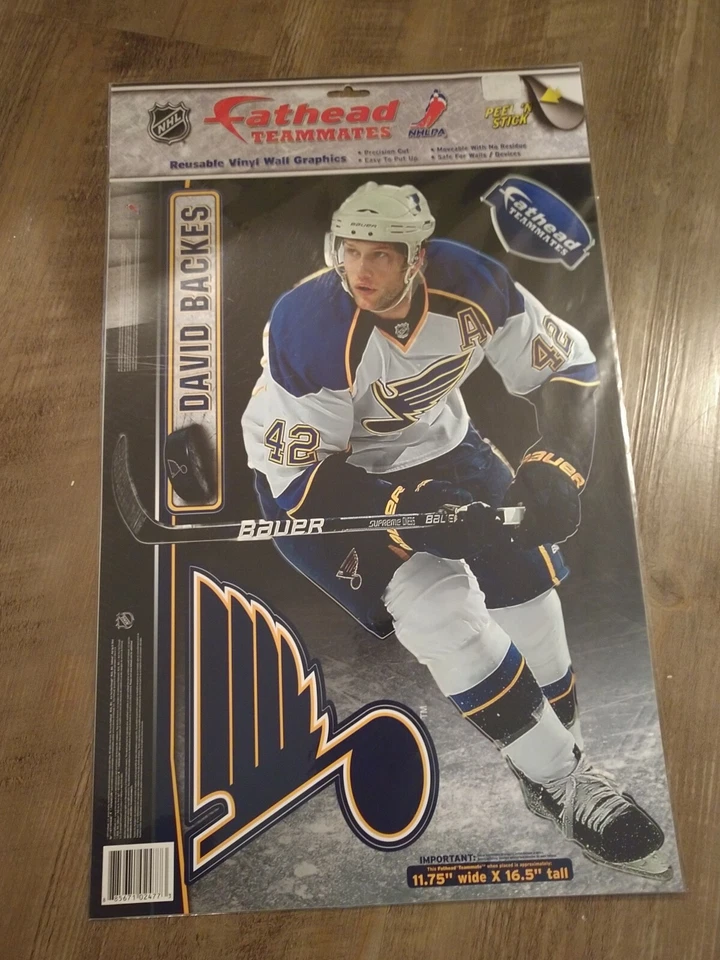 ¡NUEVO! NHL ST. LOUIS BLUES, DAVID BACKES #42 FATHEAD COMPAÑERO DE EQUIPO ¡CALCOMANÍAS DE PARED! Foto 1 de 1