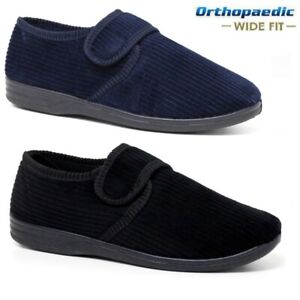 MENS DIABETIC ORTHOPAEDIC EASY CLOSE WIDE FITTING STRAP SLIPPERS SHOES SIZE 6-12